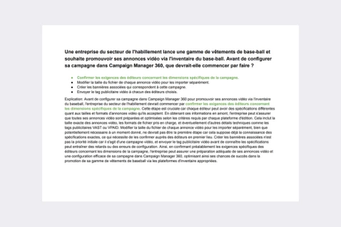 Réponses à l'Examen de Campaign Manager 360 Google Marketing Platforms preview